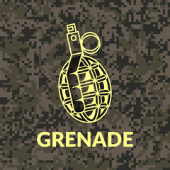 Isolated hand grenade on urbanistic camouflage background - 408475610