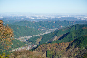 View of the mountains in fall.