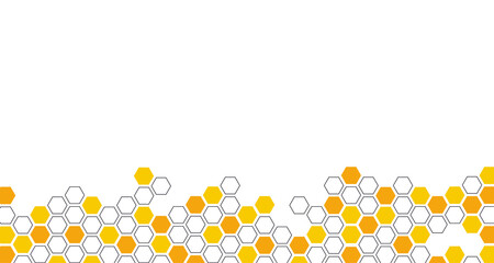 Hexagon Beehive Honeycomb yellow pattern seamless background banner vector illustration with copy space.