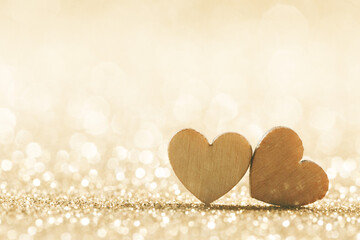 Two hearts on bokeh background