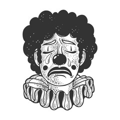 crying clown sketch raster illustration