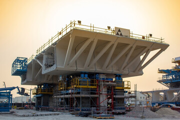 Background image of road bridge construction.