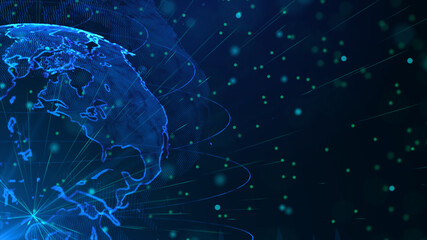 Digital blue planet of Earth, 3D animation