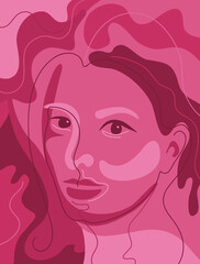 Vector illustration with abstract face of a woman. Abstract poster, banner for your design or interior