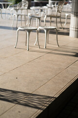 Chairs, tables, and silhouette sunny days