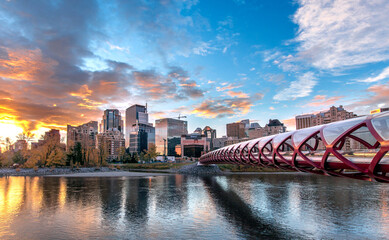 Peace Bridge Sunset Calgary Alberta Canada