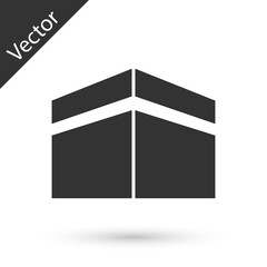 Grey Kaaba mosque icon isolated on white background. Kaaba hajj Mecca pray pilgrimage Ramadan Islam muslim mosque. Vector.
