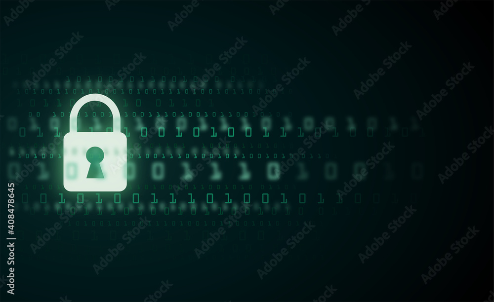 Aufkleber digital lock guard sign binary code number cyber data background vector illustration eps10
