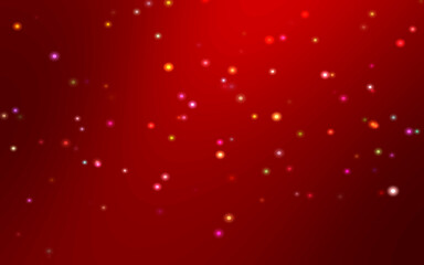 Christmas colorful starry on red black gradient background.