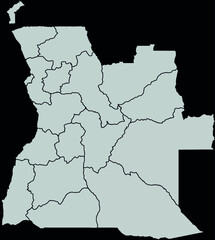 Contour vector map of Cuba with the designation of the administrative borders of the regions on a dark background.