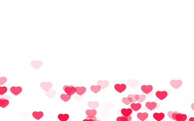 Valentine day pink red hearts on white background.
