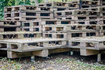 Sculpture of - Euro pallets on display in the public park of Timisoara, Romania 