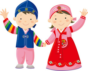 Korean children who came in national costumes