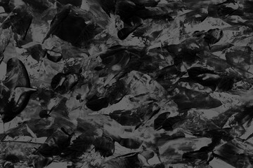 Modern contemporary acrylic background. Black texture made with a palette knife. Abstract painting on paper. Mess on the canvas.