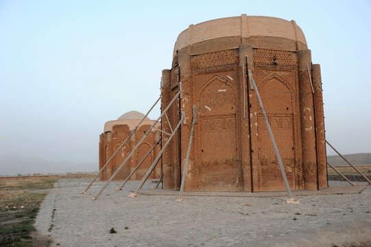 Karagan (Harrekan) Tombs were built in the 11th century during the Great Seljuk period. The brickwork in the tombs is striking. Qazvin, Iran.