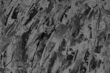 Modern contemporary acrylic background. Black texture made with a palette knife. Abstract painting on paper. Mess on the canvas.
