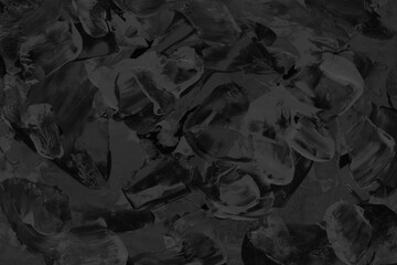 Modern contemporary acrylic background. Black texture made with a palette knife. Abstract painting on paper. Mess on the canvas.