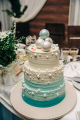 Wedding cake with beautiful decor 