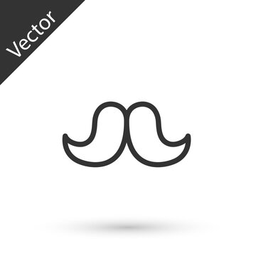 Grey line Mustache icon isolated on white background. Barbershop symbol. Facial hair style. Vector.