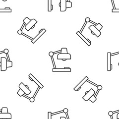 Grey line Table lamp icon isolated seamless pattern on white background. Desk lamp. Vector.