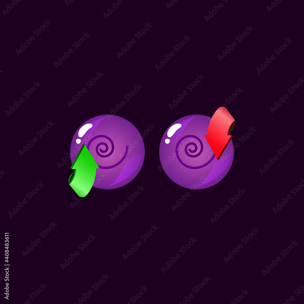 Poster set of game ui rounded jelly magic power up with dizziness icon for gui asset elements vector illust