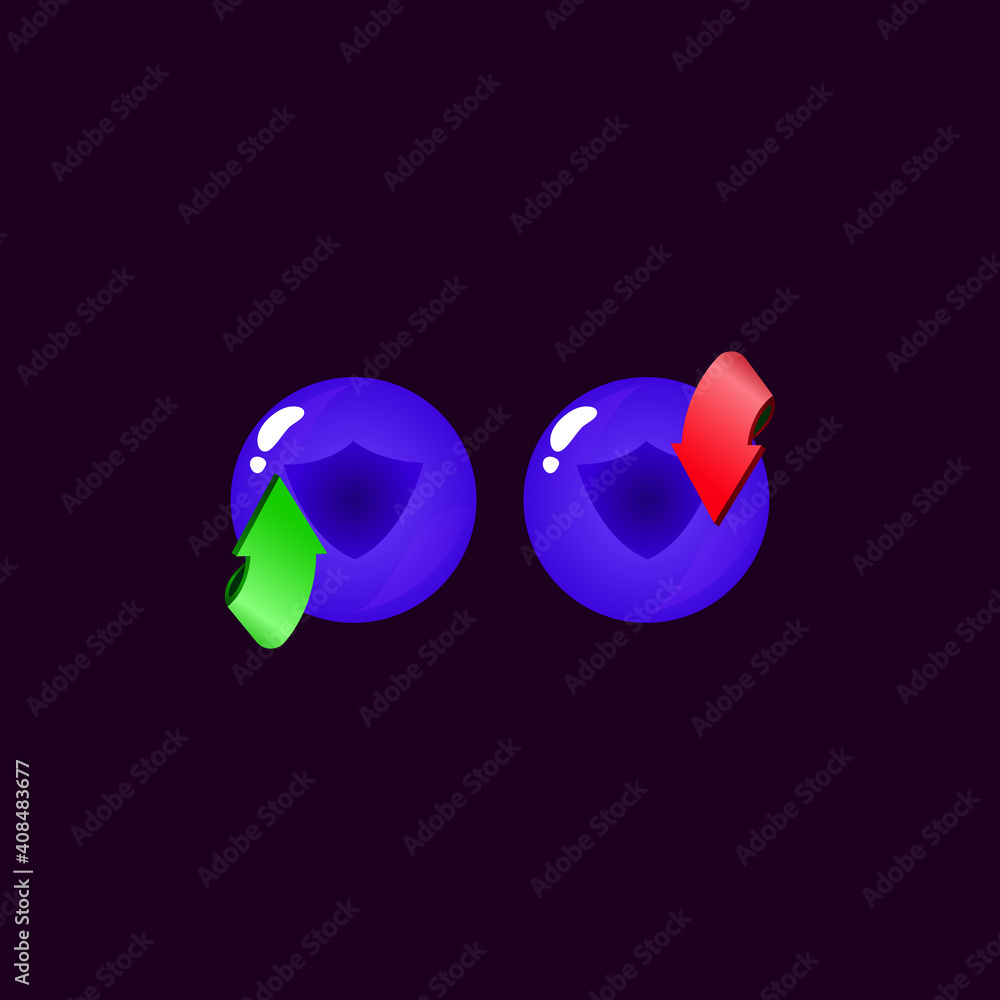 Fototapete set of game ui rounded jelly magic power up with shield icon for gui asset elements vector illustrat