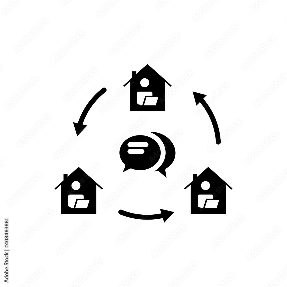 Poster people icon with home. work at home symbol. simple design editable. design template vector/