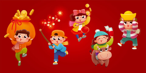 Obraz na płótnie Canvas CNY cute kids set
