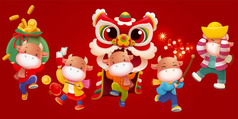 CNY cute cow characters