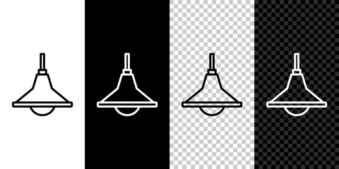 Set line Chandelier icon isolated on black and white,transparent background. Vector.