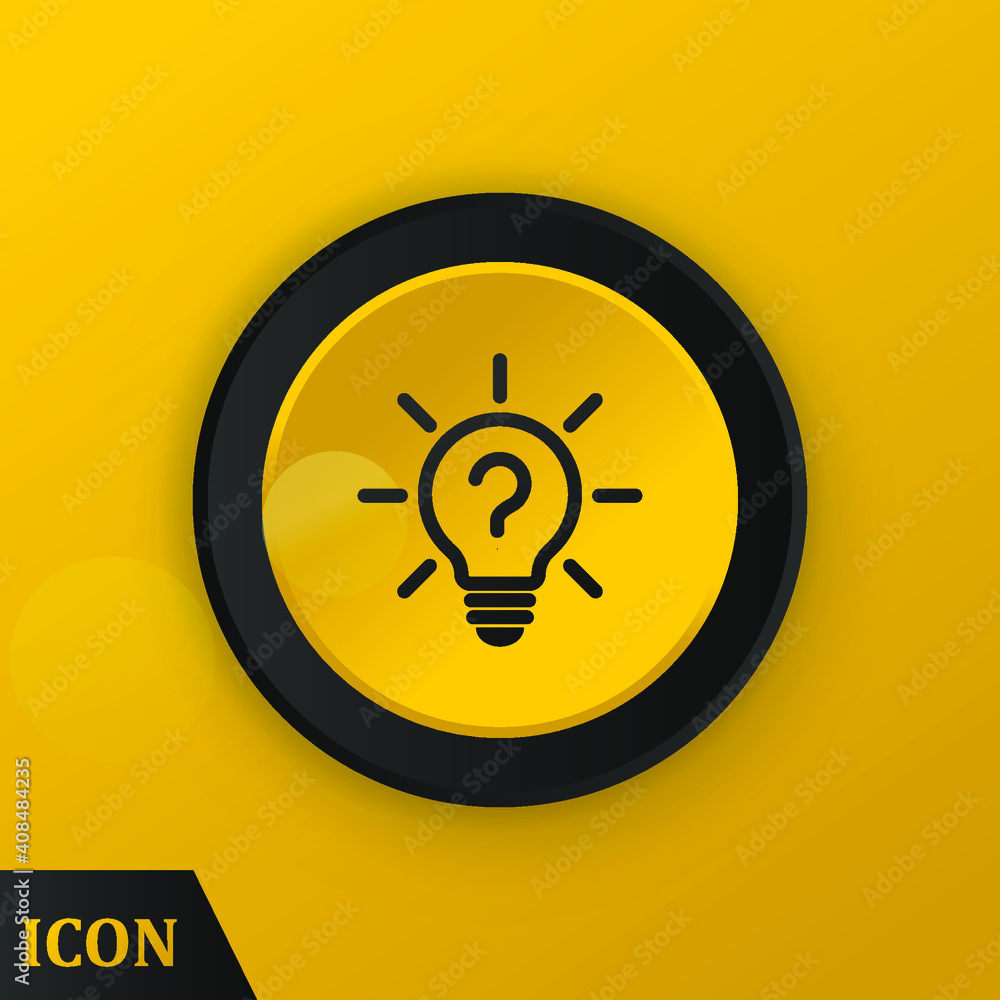 Poster vector icon solution to the problem icon vector. yellow round button on yellow background