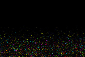 Colourful confetti on black.  All celebration concept.