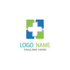 Obraz premium Medical cross healthy logo template vector icon