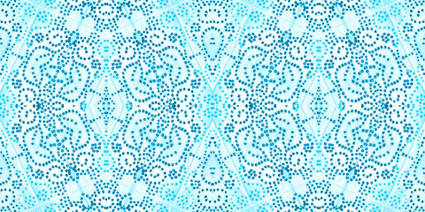 Sky Blue Icy Ornament. Endless Frosty Pattern.