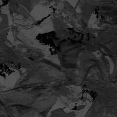 Modern contemporary acrylic background. Black texture made with a palette knife. Abstract painting on paper. Mess on the canvas.