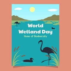 World Wetland Day awareness design in wetland biodiversity. ready to use, for banner, website, printing promotion