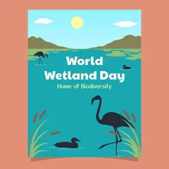 Foto op Plexiglas World Wetland Day awareness design in wetland biodiversity. ready to use, for banner, website, printing promotion © reziart