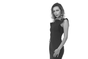 young fashion woman in a black dress