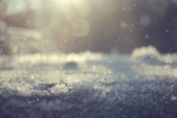 blurred background snowfall nature, abstract falling snowflakes design