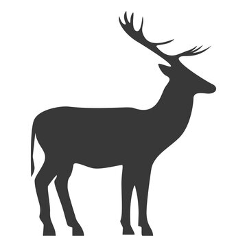 Deer silhouette, icon. Vector image on a white background.