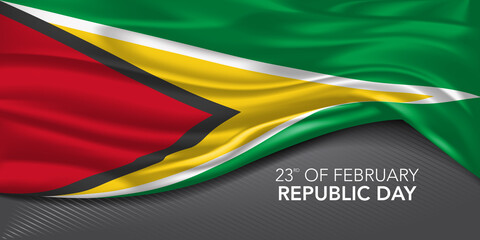 Guyana happy republic day greeting card, banner with template text vector illustration