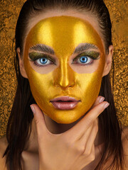 golden women's cosmetic face mask - 408491808