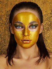 golden women's cosmetic face mask - 408491847