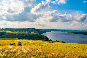 View of steppe and upper area river Don in Russia