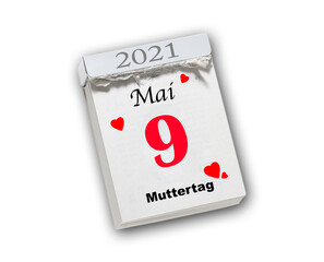 Muttertag, Kalender 9. Mai, isoliert