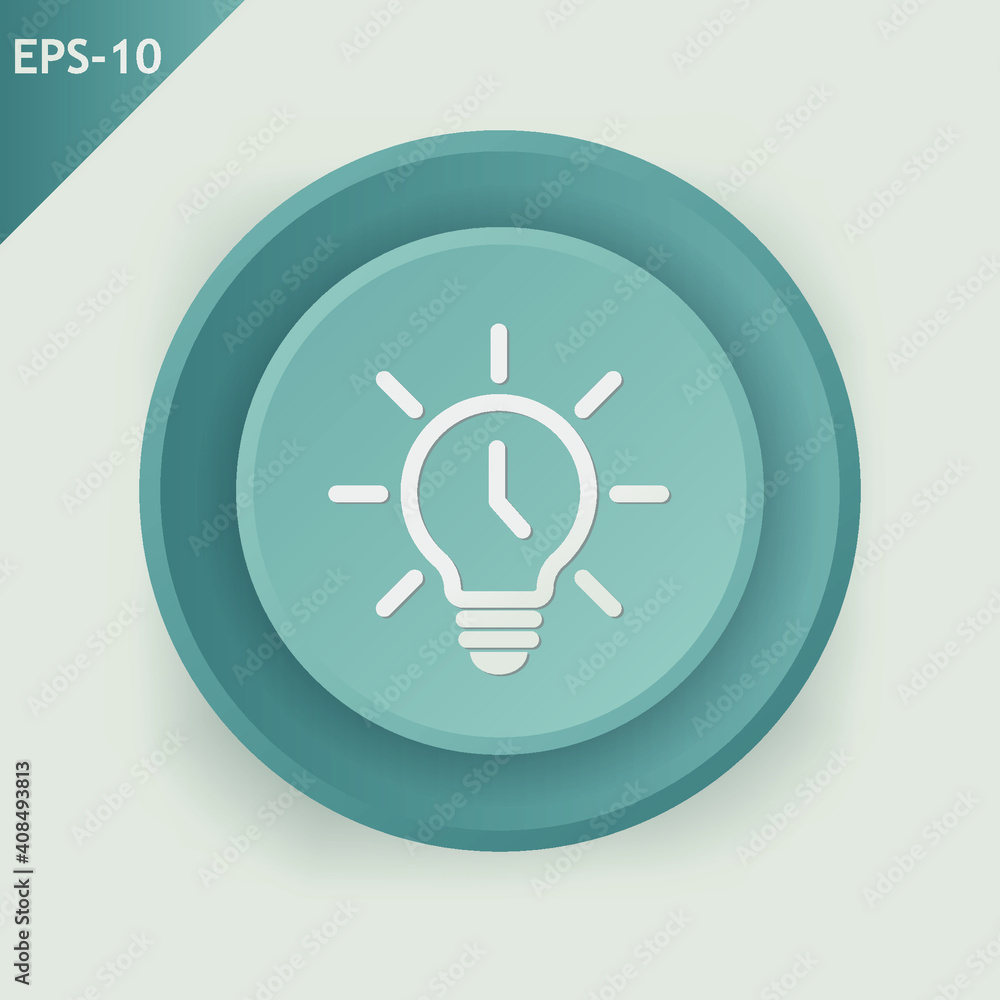 Poster bulb time button icon vector. grey button
