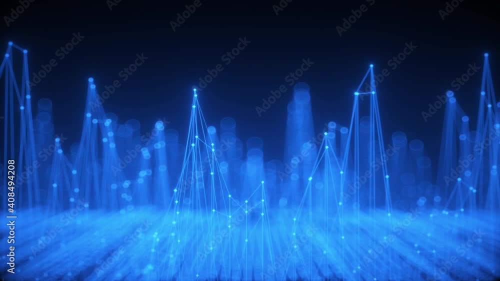 Poster abstract waving mesh of digital technology background, data center, cloud computing, blockchain, dat