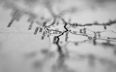 black and white photo of a map