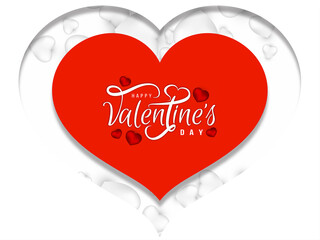Happy valentine's day papercut style heart background