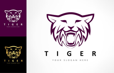 Tiger logo vector. Predatory wild animal design.